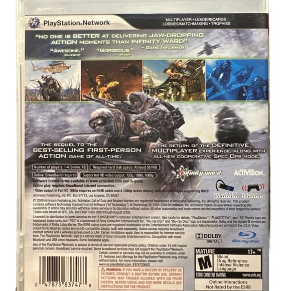 Call Of Duty: Modern Warfare 2 For PS3 2009. Original Case And Manual Included - Picture 2 of 4